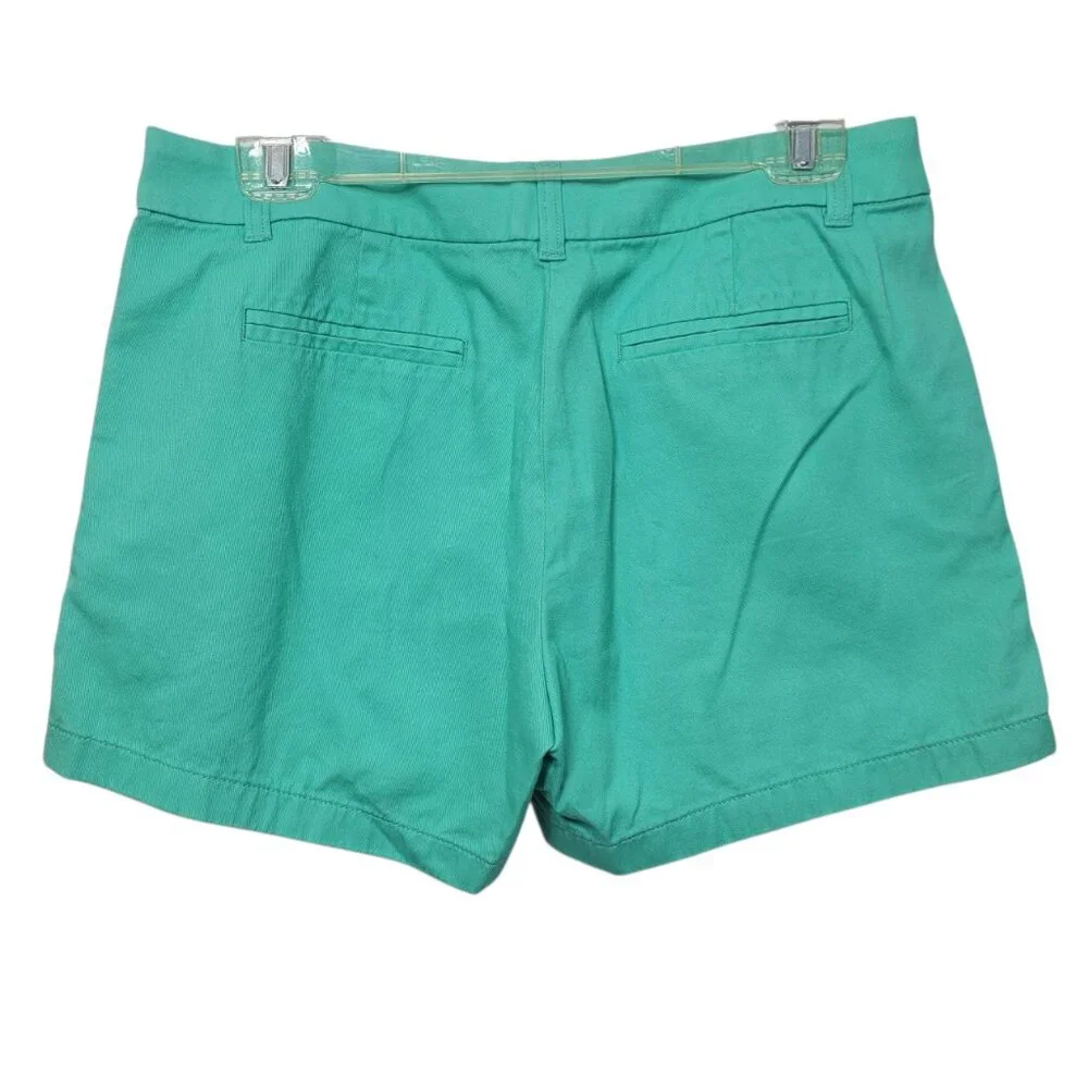 J.Crew Factory Green Cotton Flat Front Shorts Women’s Size 8 Casual Summer Chino - Picture 3 of 6